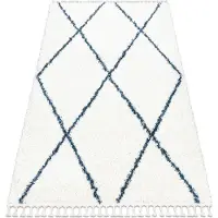 Rugsx Tapis UNION 3683 Treillis crème et bleu Franges berbère marocain shaggy 140x190 cm
