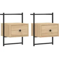 vidaXL Table de chevet murale 2 pcs chêne sonoma 35x30x51 cm