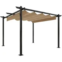 vidaXL Pavillon avec toit extensible 3x3 m Taupe