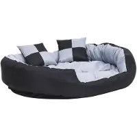 vidaXL Coussin pour chien Réversible et lavable Gris et noir 110x80x23 cm