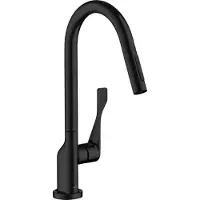 Hansgrohe Robinet de cuisine monocommande AXOR Citterio, modèle 250, avec douchette extractible, finition noir mat