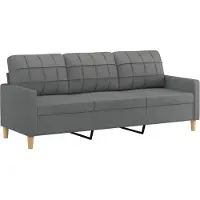 vidaXL Canapé à 3 places Gris foncé 180 cm Tissu