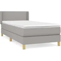 vidaXL Lit boxspring avec matelas gris clair 90x200 cm Tissu