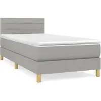 vidaXL Lit boxspring avec matelas gris clair 90x200 cm Tissu