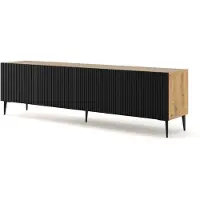 BIM Sp. z o.o. Meuble TV Philaé avec 4 portes, aspect bois et couleur noire, 200 cm