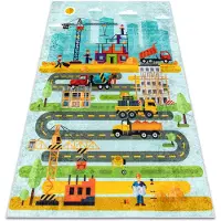 Rugsx Tapis lavable JUNIOR 52105.801 Chantier de construction, rues pour les enfants antidérapant - bleu 200x290 cm
