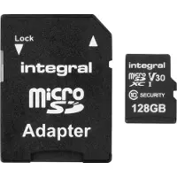 Integral Carte microSD de 128 Go pour caméras de sécurité, caméras de route, caméras domestiques, systèmes de vidéosurveillance, caméras corporelles et drones