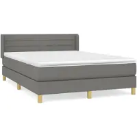 vidaXL Lit boxspring avec matelas gris foncé 140x200 cm Tissu