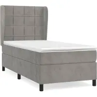 vidaXL Lit boxspring avec matelas gris clair 100x200 cm velours