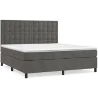vidaXL Lit boxspring avec matelas gris foncé 180x200 cm velours