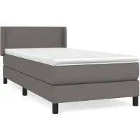 vidaXL Lit boxspring avec matelas Gris 90x190 cm simili-cuir