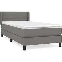 vidaXL Lit boxspring avec matelas gris foncé 90x200 cm Tissu