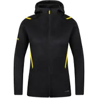 Jako Veste de loisirs pour femmes Challenge avec capuche, Couleur:noir chiné/citro, Taille:44