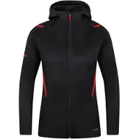 Jako Veste de loisirs pour femmes Challenge avec capuche, Couleur:noir chiné/rouge, Taille:44