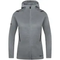 Jako Veste de loisirs pour femmes Challenge avec capuche, Couleur:gris pierre chiné/noir, Taille:44