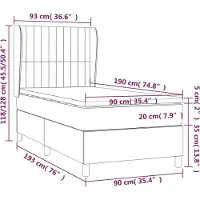 vidaXL Lit boxspring avec matelas noir 90x190 cm velours