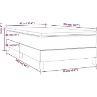 vidaXL Lit boxspring avec matelas noir 90x200 cm similicuir