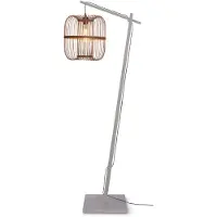 Good&Mojo - Lampadaire Hokkaido - Bambou blanc/naturel - 63x36x176cm pour salon, chambre à coucher