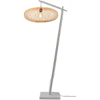 Good&Mojo - Lampadaire Cango - Bambou blanc/naturel - 36x60x176cm pour salon, chambre à coucher