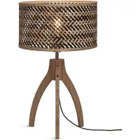 Good&Mojo - Lampe de table Java - Bambou/noir - Ø18cm lampe de table - lampe de chevet, salon, chambre à coucher
