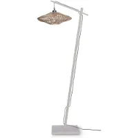 Good - Lampadaire Zanzibar - Bambou/Blanc - 63x40x150cm pour salon, chambre à coucher
