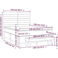 vidaXL Lit boxspring avec matelas gris foncé 140x190 cm Tissu