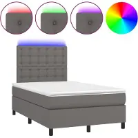 vidaXL Lit Boxspring avec matelas & LED Gris 120x200 cm Similicuir