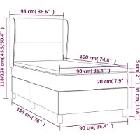 vidaXL Lit boxspring avec matelas blanc 90x190 cm similicuir