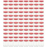 vidaXL Pots à confiture avec couvercle rouge 96 pcs Verre 230 ml