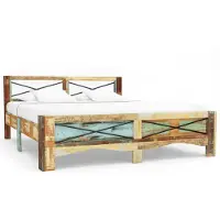 vidaXL Lit en bois massif sans matelas Vieux bois 140x200 cm