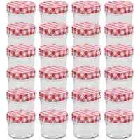 vidaXL Pots à confiture avec couvercles blancs/rouges 24 pcs. 110 ml