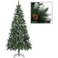vidaXL Arbre de Noël artificiel Pomme de pin blanc scintillant 210 cm