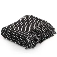 vidaXL Couverture coton à carrés 125x150 cm Noir