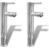 vidaXL Mitigeurs de salle de bain 2 pcs Chrome
