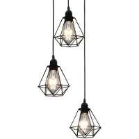 vidaXL Plafonnier avec design diamant noir 3 x E27 ampoules