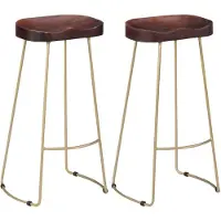 vidaXL Tabouret de bar Gavin 2 pcs. Bois massif de manguier