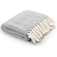 vidaXL Couverture coton à chevrons 125x150 cm Gris