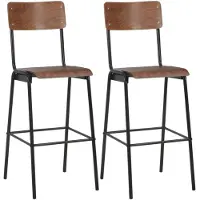 vidaXL Tabouret de bar 2 pcs. Marron Contreplaqué massif Acier