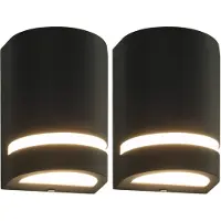 vidaXL Appliques murales d'extérieur 2 pcs 35 W Noir Demi-rond