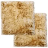 vidaXL Coussins de chaise lot de 2 Mélange de marron Mouton véritable