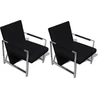 vidaXL Fauteuils lot de 2 avec cadre chromé noir similicuir