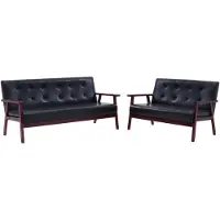 vidaXL Canapé "Perach" en polyester noir. Dimensions (L/H/P) 158x73x67 cm