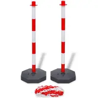 vidaXL Ensemble de poteaux de balisage à chaîne 10 m Plastique