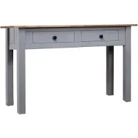 vidaXL Table console Gris 110x40x72 cm Pin solide Gamme Panama