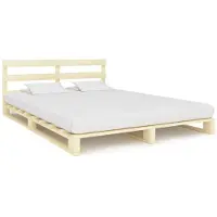 vidaXL Lit "Pommelsbrunn" en pin massif naturel. Dimensions (L/L/H) 200x180x65 cm