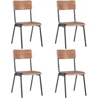 vidaXL Chaises de salle à manger 4 pcs. Marron Contreplaqué massif et acier