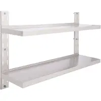 vidaXL Étagère murale à 2 niveaux Acier inoxydable 120x30 cm