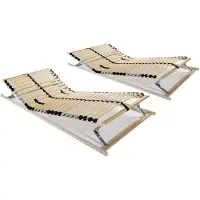vidaXL Sommier à lattes 2 pcs. avec 28 lattes 7 zones 90x200 cm
