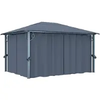 vidaXL Tonnelle avec rideau 400x300 cm Anthracite Aluminium