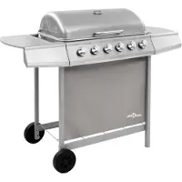 vidaXL Gas grill mit 6 Brennern Silberfarbe